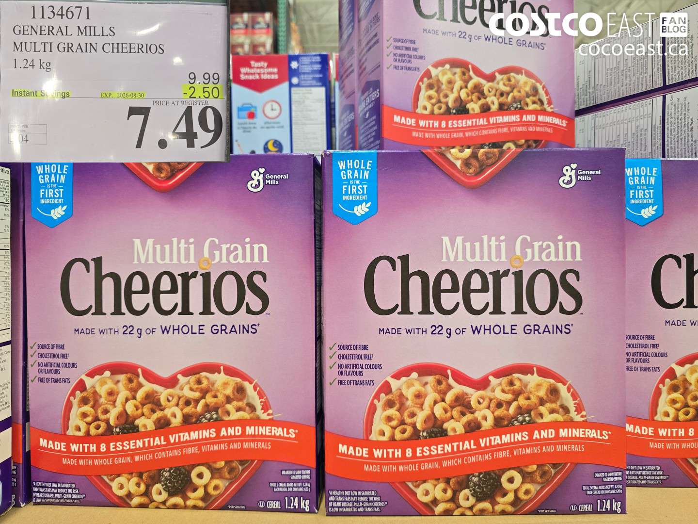 1134671 GENERAL MILLS MULTI GRAIN CHEERIOS 1.24 KG ($2.50 INSTANT SAVINGS EXPIRES ON 2026-08-30) $7.49