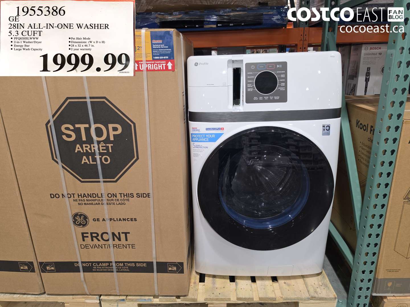 1955386 GE 28IN ALL-IN-ONE WASHER 5.3 CUFT $1999.99