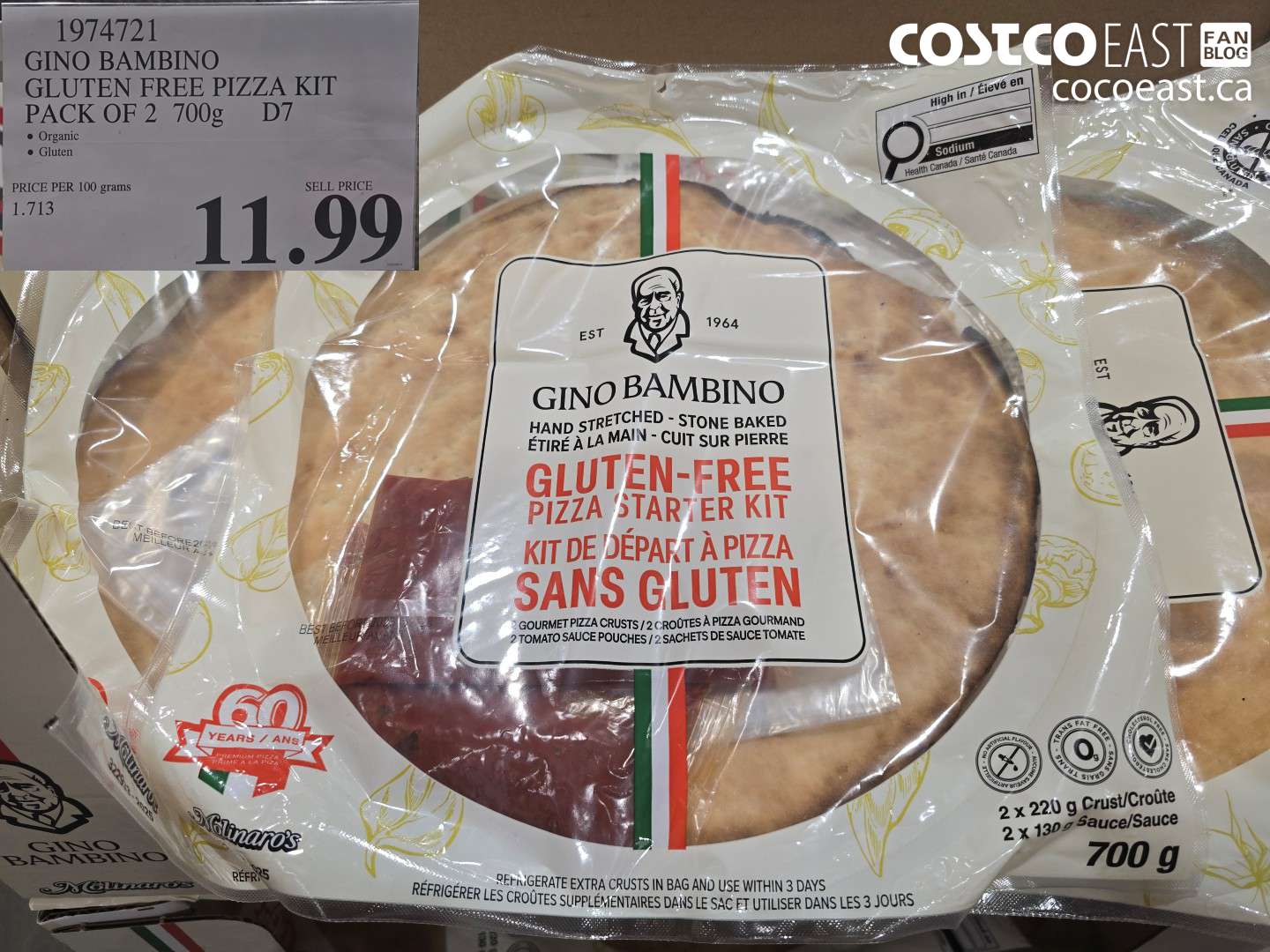 1974721 GINO BAMBINO GLUTEN FREE PIZZA KIT PACK OF 2 700G $11.99