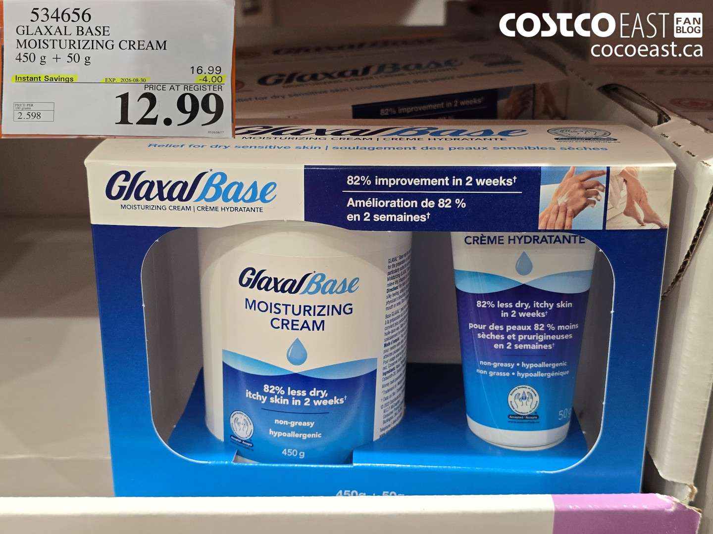 534656 GLAXAL BASE MOISTURIZING CREAM 450 G + 50 G ($4.00 INSTANT SAVINGS EXPIRES ON 2026-08-30) $12.99