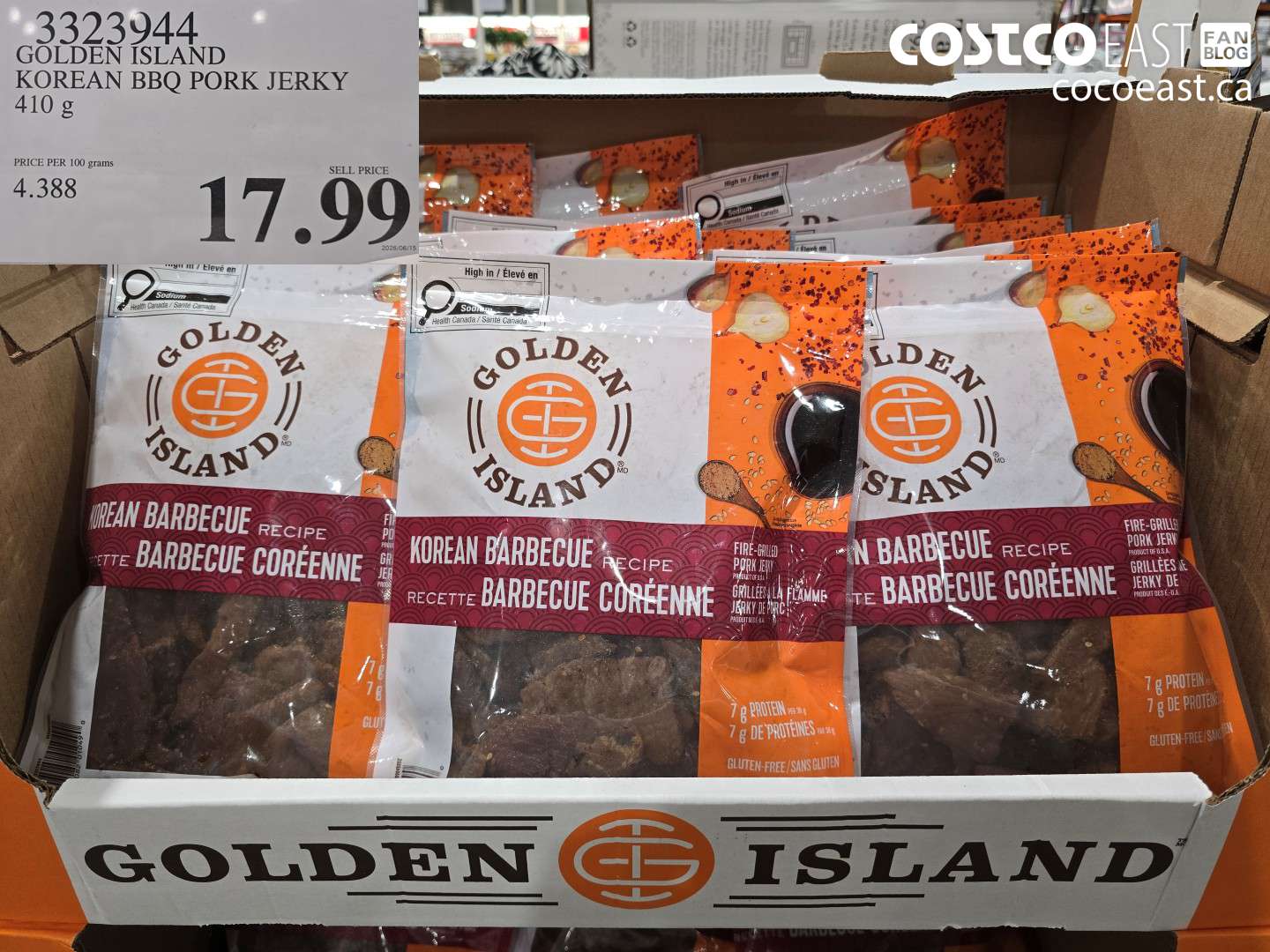 3323944 GOLDEN ISLAND KOREAN BBQ PORK JERKY 410 G $17.99