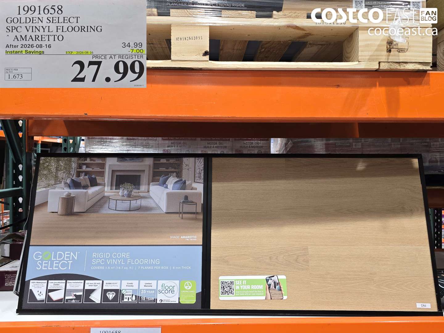 1991658 GOLDEN SELECT SPC VINYL FLOORING AMARETTO ($7.00 INSTANT SAVINGS EXPIRES ON 2026-08-16) $27.99