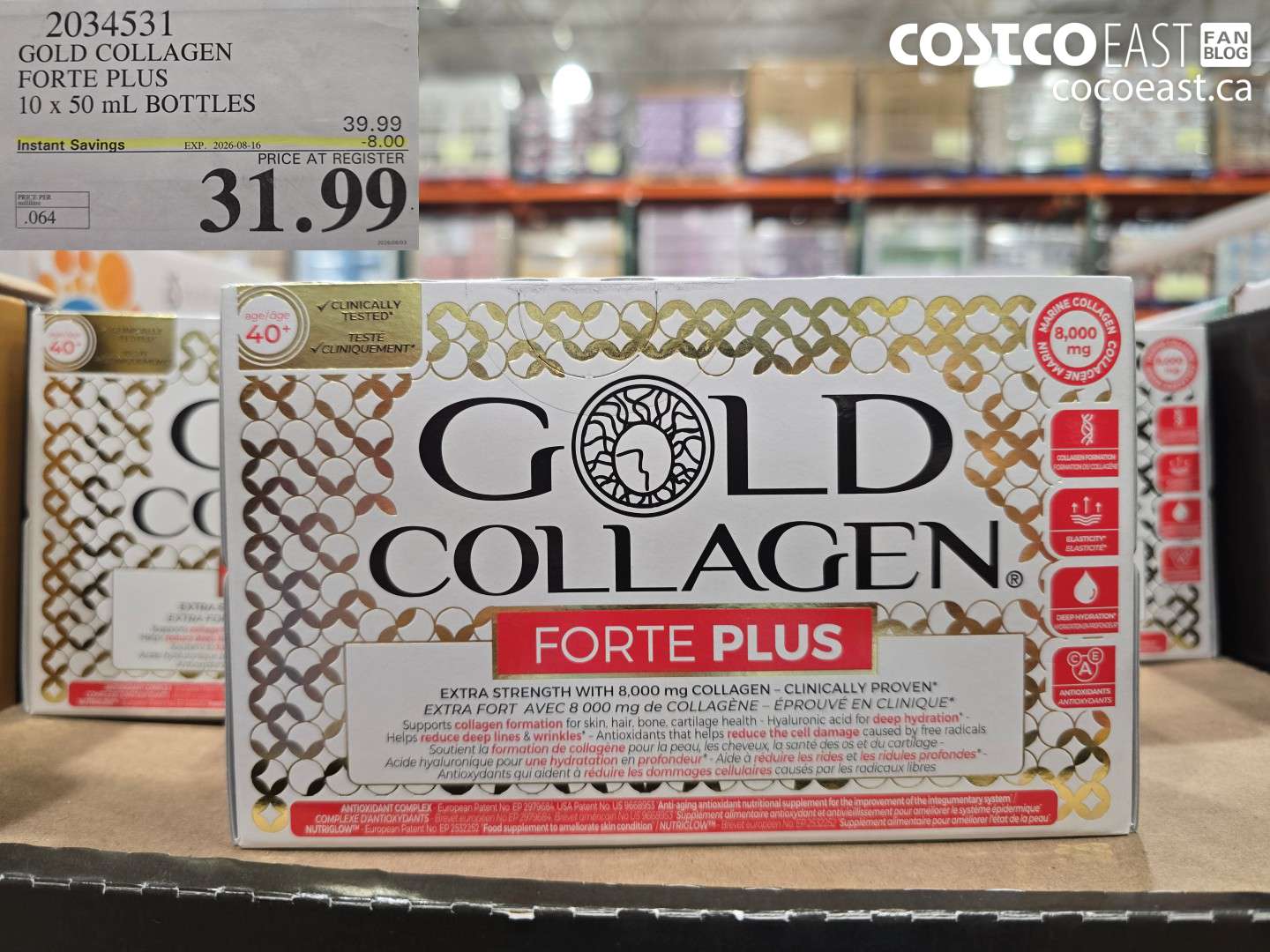 2034531 GOLD COLLAGEN FORTE PLUS 10 X 50 ML BOTTLES ($8.00 INSTANT SAVINGS EXPIRES ON 2026-08-16) $31.99