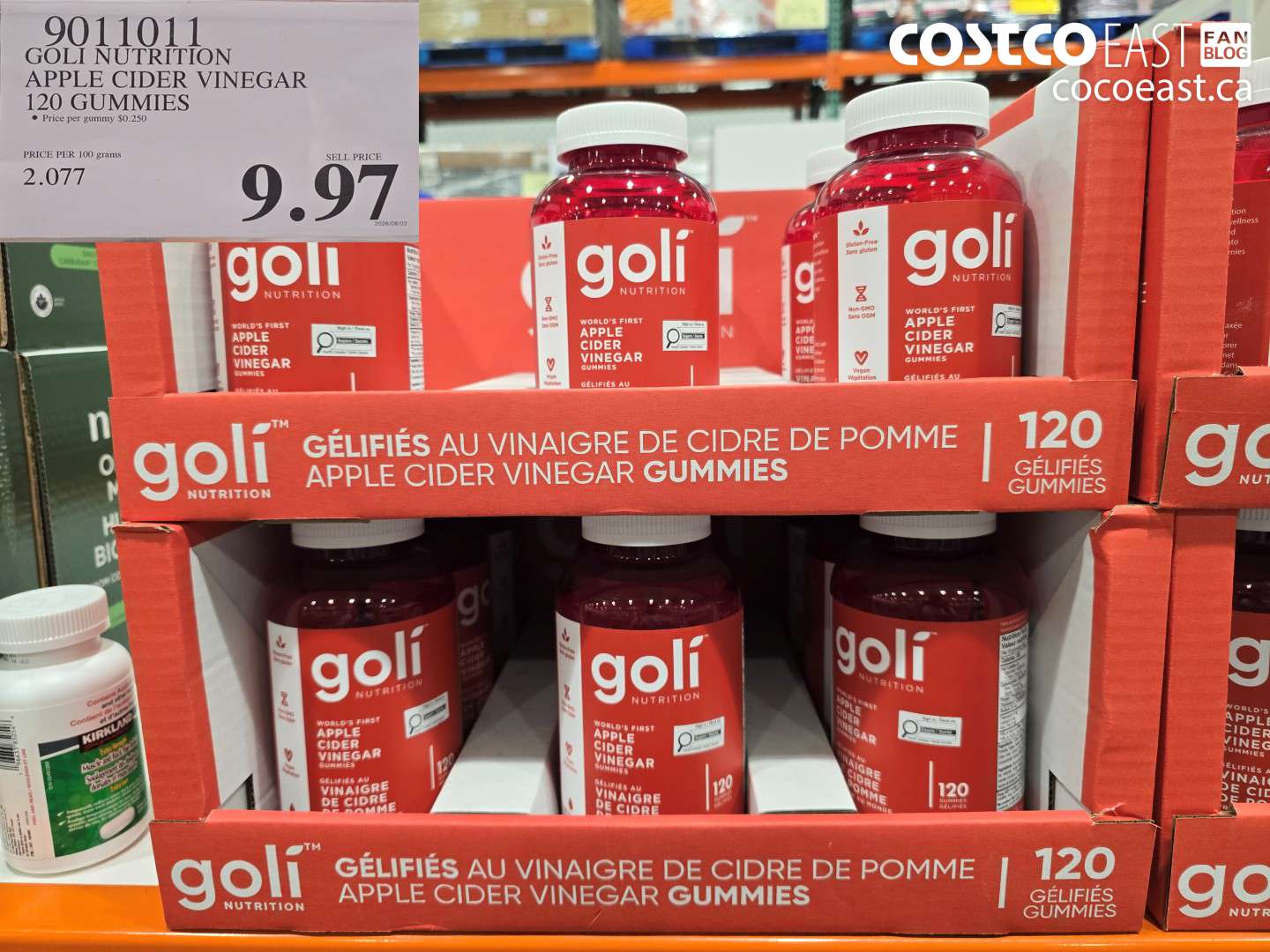9011011 GOLI NUTRITION APPLE CIDER VINEGAR 120 GUMMIES $9.97