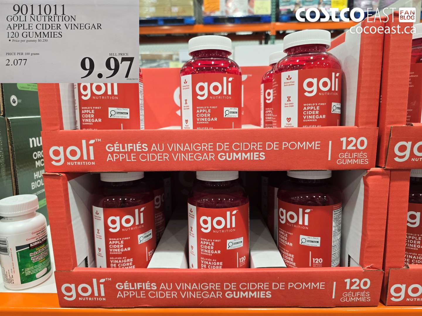 9011011 GOLI NUTRITION APPLE CIDER VINEGAR 120 GUMMIES $9.97