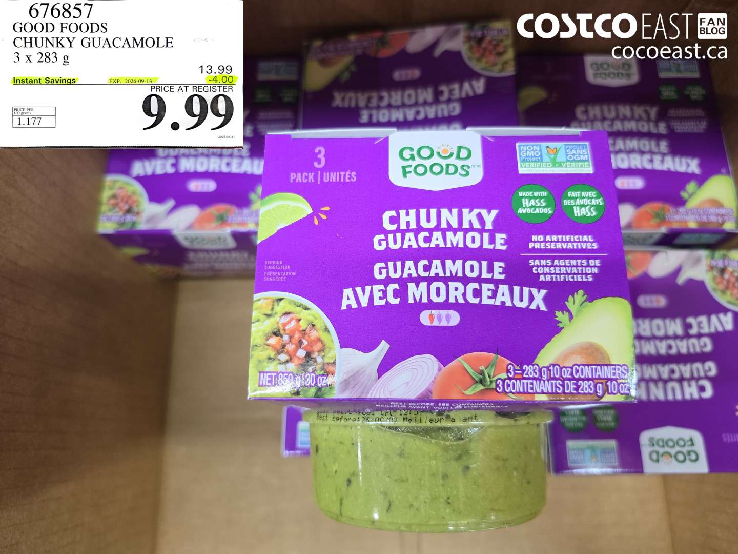 676857 GOOD FOODS CHUNKY GUACAMOLE 3 X 283 G ($4.00 INSTANT SAVINGS EXPIRES ON 2026-09-13) $9.99