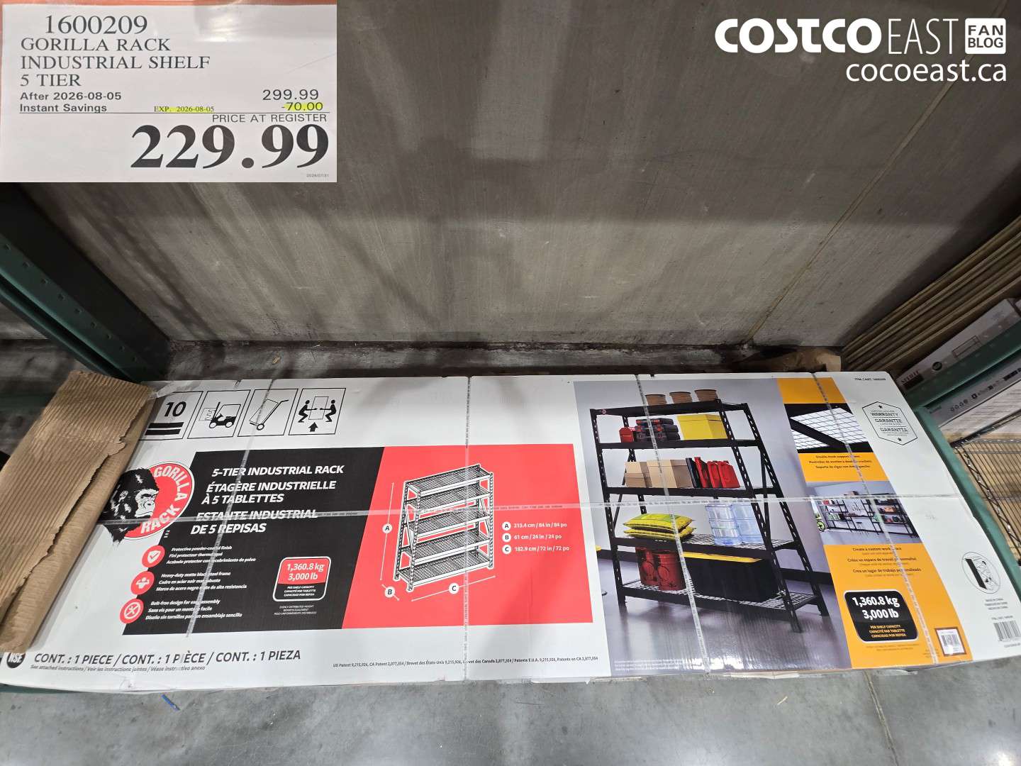 1600209 GORILLA RACK INDUSTRIAL SHELF 5 TIER ($70.00 INSTANT SAVINGS EXPIRES ON 2026-08-05) $229.99