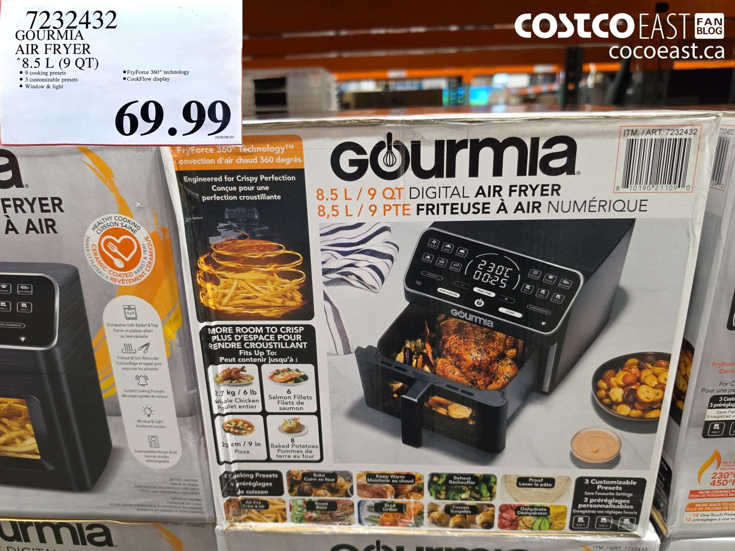 7232432 GOURMIA AIR FRYER 8.5 L (9 QT) $69.99