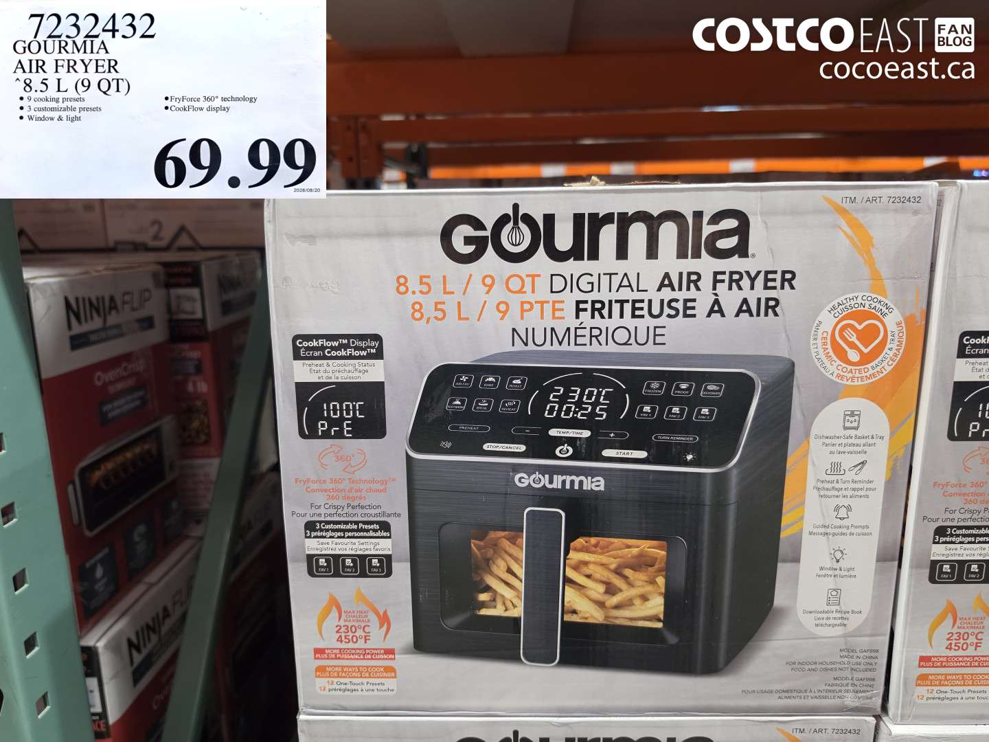 7232432 GOURMIA AIR FRYER 8.5 L (9 QT) $69.99