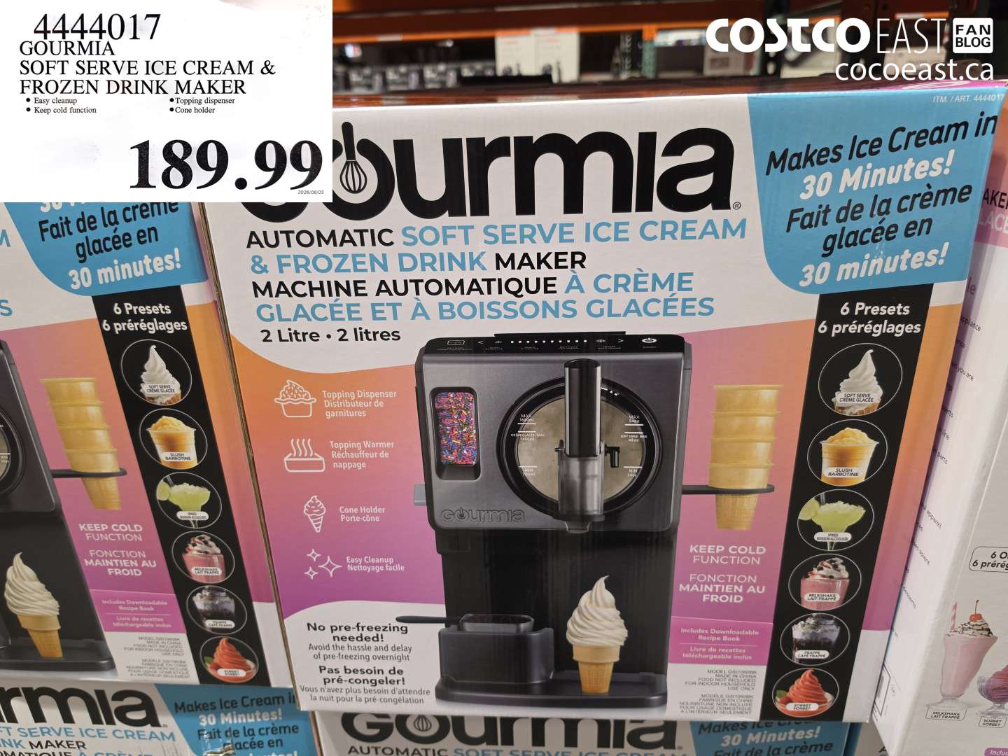 4444017 GOURMIA SOFT SERVE ICE CREAM & FROZEN DRINK MAKER $189.99