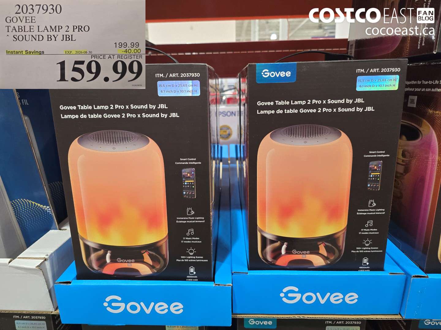 2037930 GOVEE TABLE LAMP 2 PRO SOUND BY JBL ($40.00 INSTANT SAVINGS EXPIRES ON 2026-08-30) $159.99