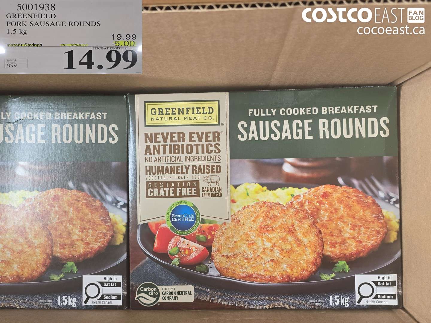 5001938 GREENFIELD PORK SAUSAGE ROUNDS 1.5 KG ($5.00 INSTANT SAVINGS EXPIRES ON 2026-08-30) $14.99