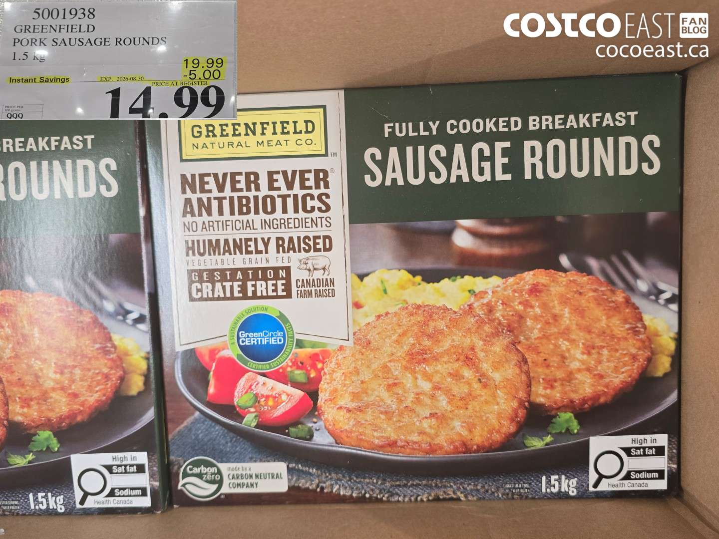 5001938 GREENFIELD PORK SAUSAGE ROUNDS 1.5 KG ($5.00 INSTANT SAVINGS EXPIRES ON 2026-08-30) $14.99