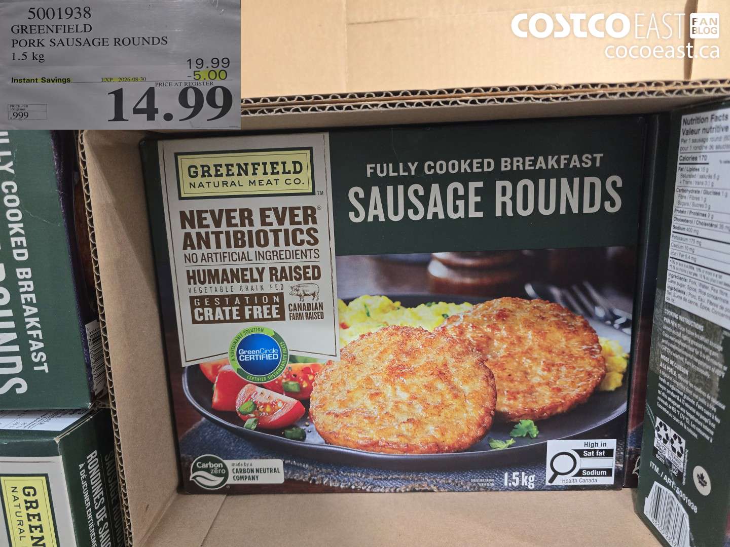 5001938 GREENFIELD PORK SAUSAGE ROUNDS 1.5 KG ($5.00 INSTANT SAVINGS EXPIRES ON 2026-08-30) $14.99
