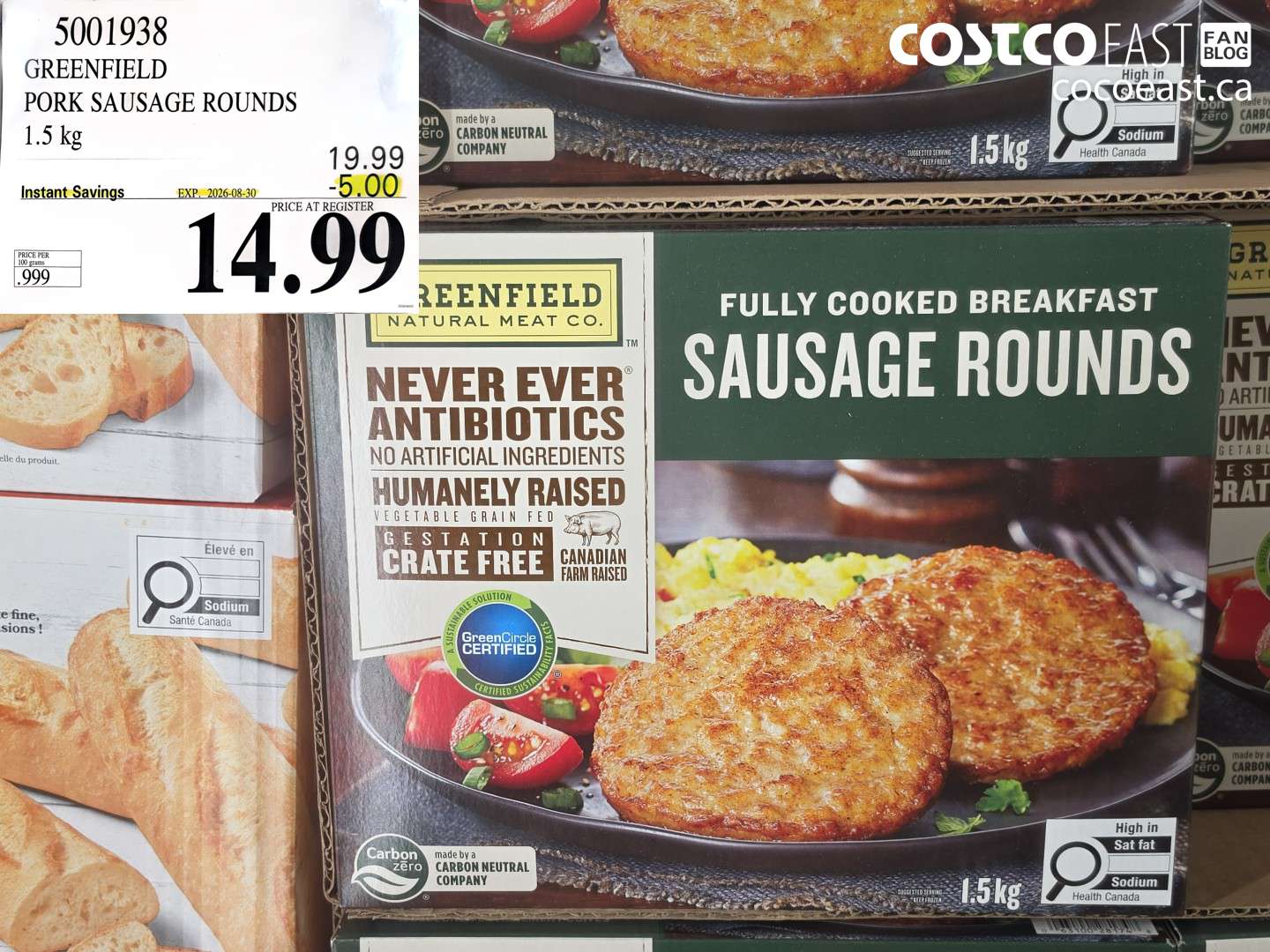 5001938 GREENFIELD PORK SAUSAGE ROUNDS 1.5 KG ($5.00 INSTANT SAVINGS EXPIRES ON 2026-08-30) $14.99