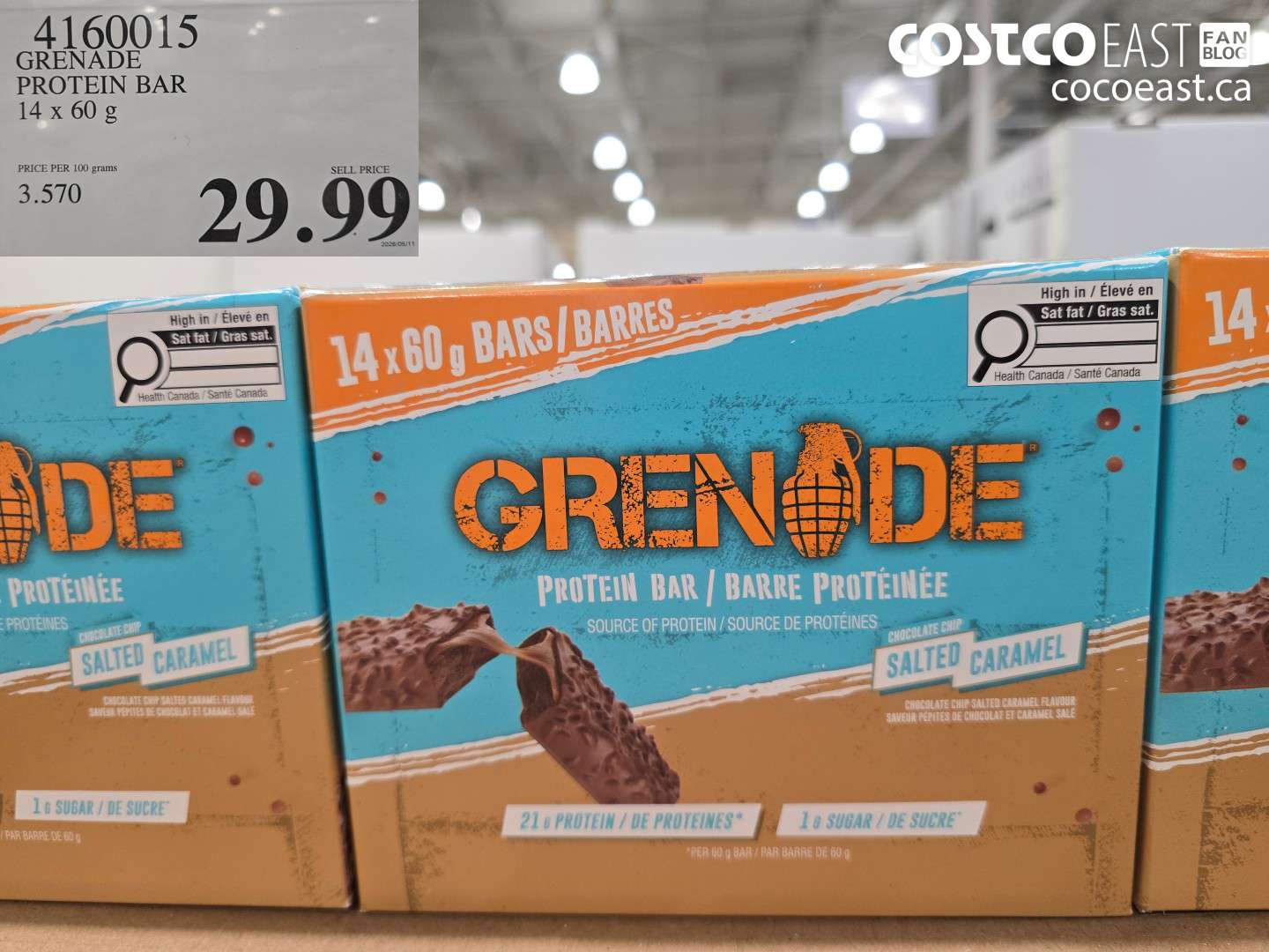 4160015 GRENADE PROTEIN BAR 14 X 60 G $29.99