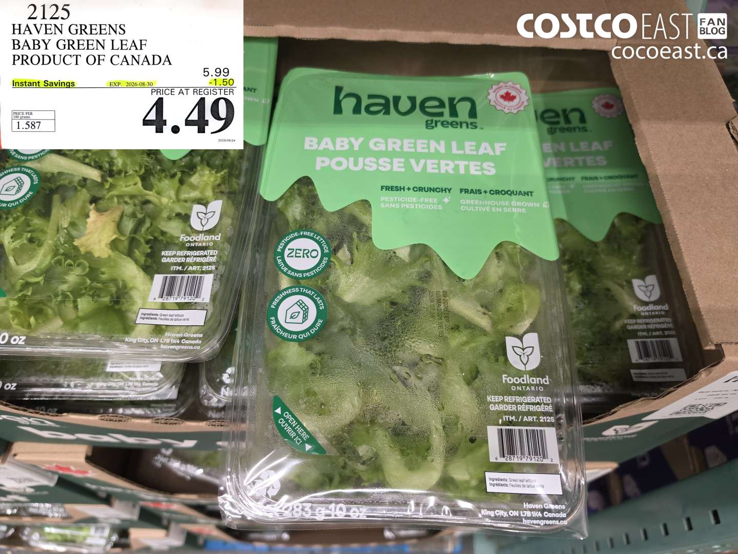 2125 HAVEN GREENS BABY GREEN LEAF PRODUCT OF CANADA ($1.50 INSTANT SAVINGS EXPIRES ON 2026-08-30) $4.49