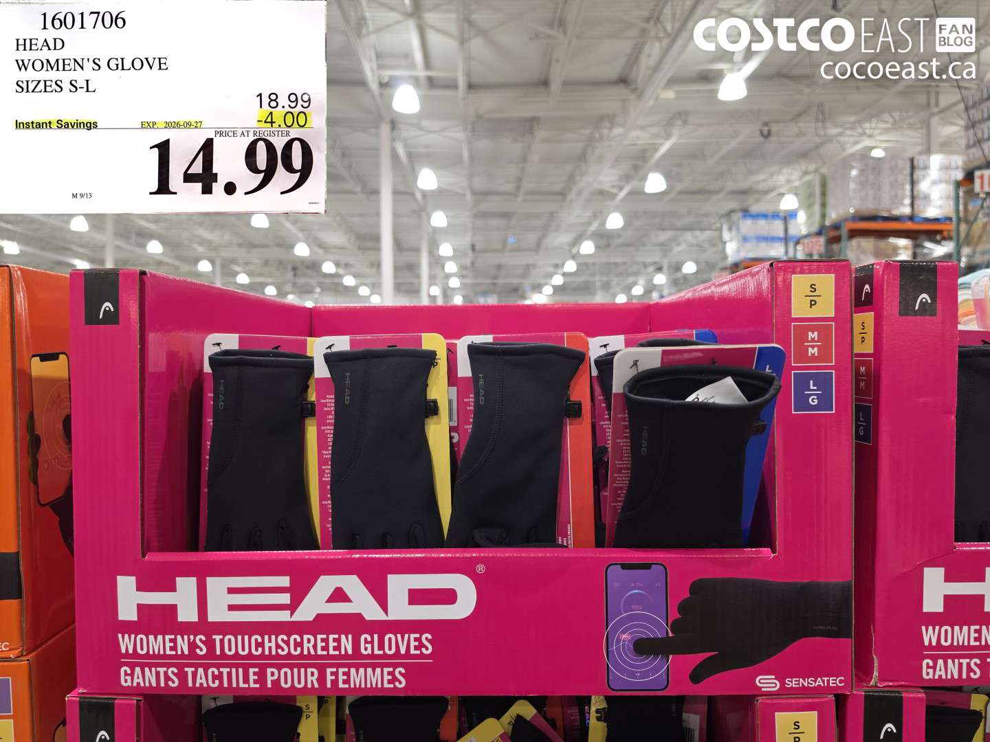 1601706 HEAD WOMEN'S GLOVE SIZES S-L ($4.00 INSTANT SAVINGS EXPIRES ON 2026-09-27) $14.99