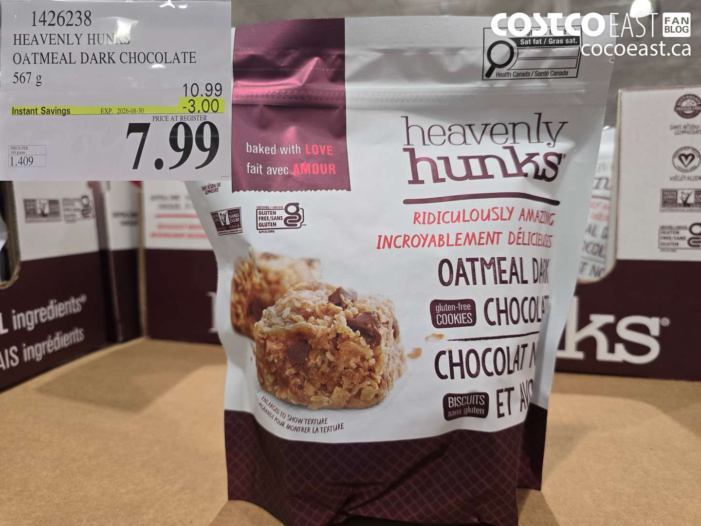 1426238 HEAVENLY HUNKS OATMEAL DARK CHOCOLATE 567 G ($3.00 INSTANT SAVINGS EXPIRES ON 2026-08-30) $7.99