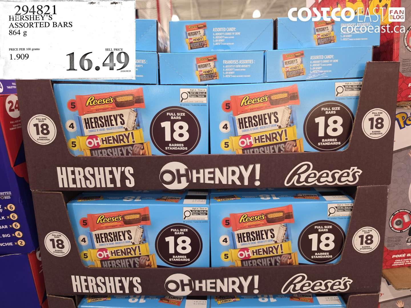 294821 HERSHEY'S ASSORTED BARS 864 G $16.49