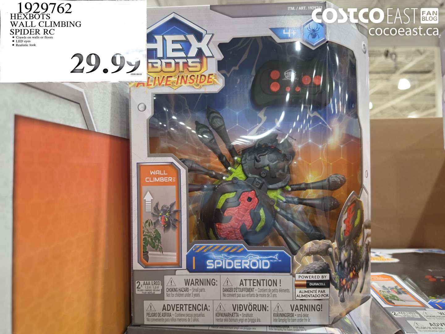 1929762 HEXBOTS WALL CLIMBING SPIDER RC $29.99