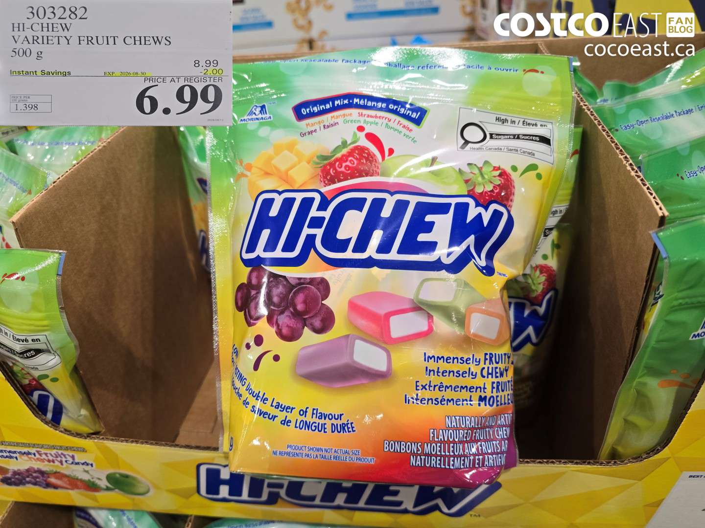 303282 HI-CHEW VARIETY FRUIT CHEWS 500 G ($2.00 INSTANT SAVINGS EXPIRES ON 2026-08-30) $6.99