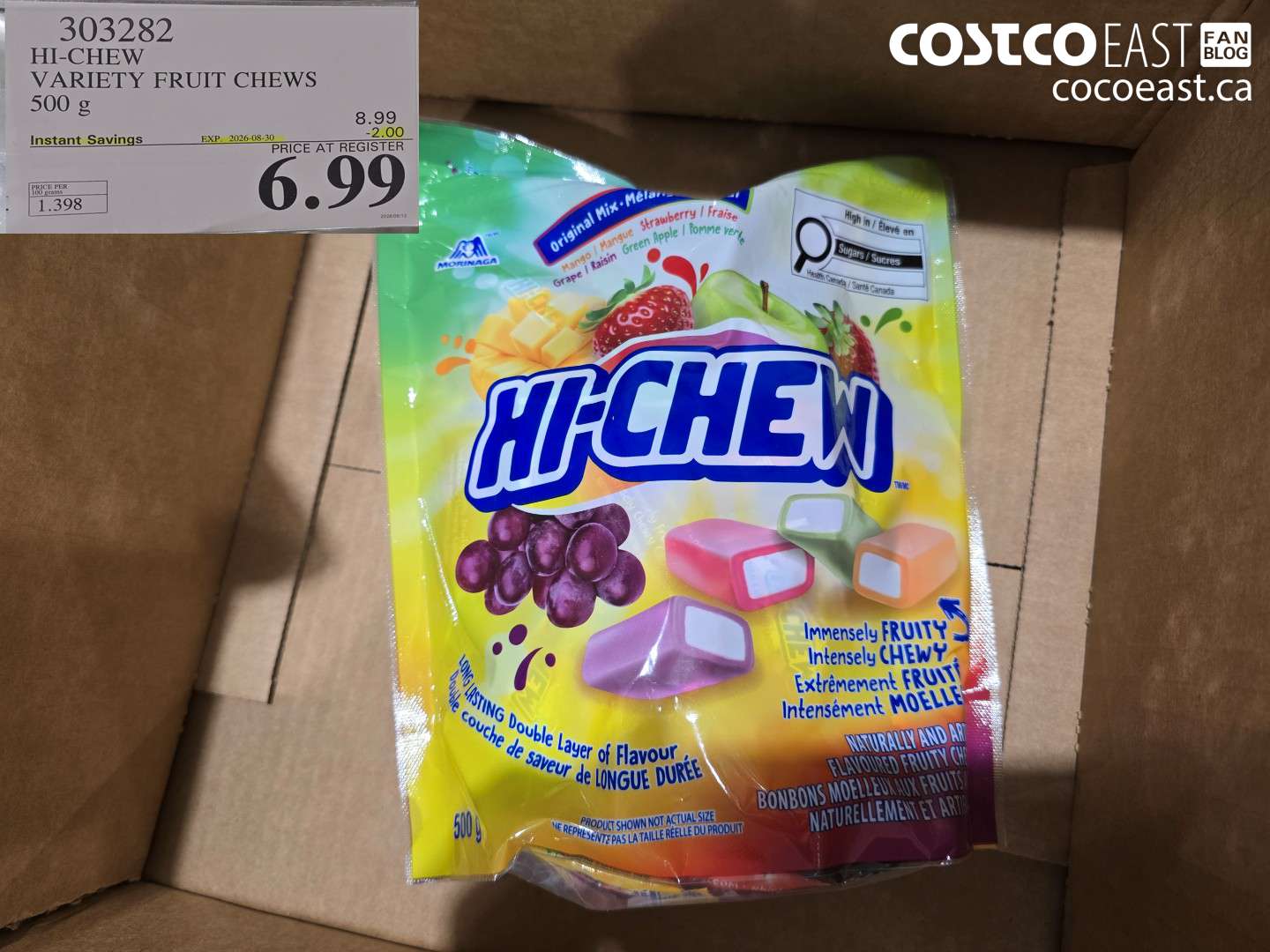 303282 HI-CHEW VARIETY FRUIT CHEWS 500 G ($2.00 INSTANT SAVINGS EXPIRES ON 2026-08-30) $6.99
