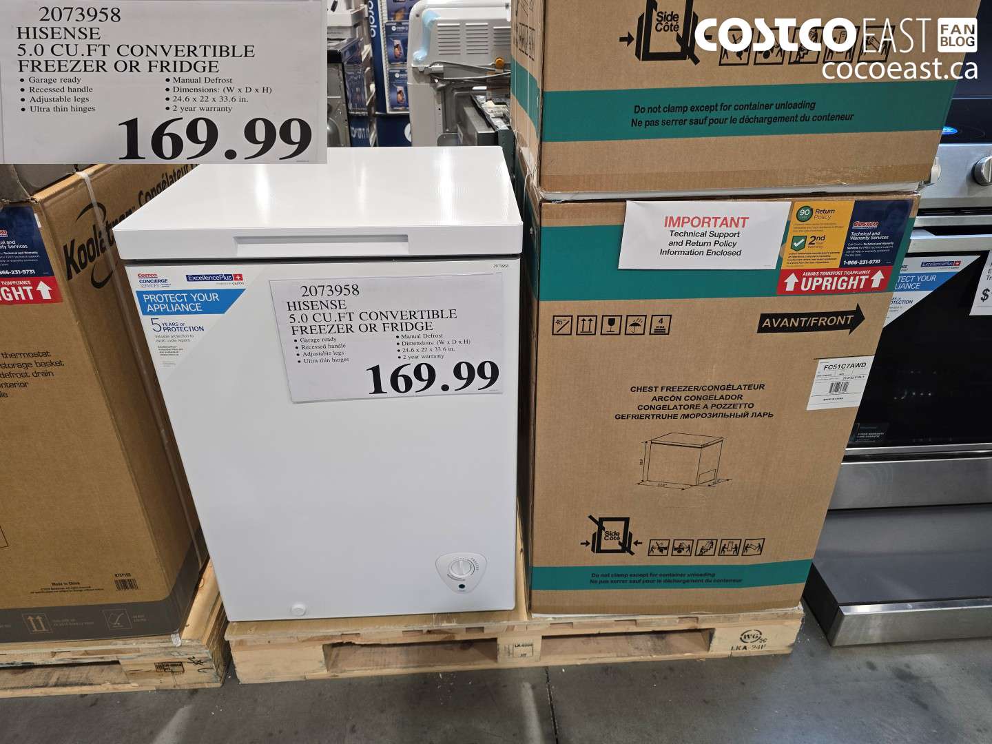 2073958 HISENSE 5.0 CU. FT CONVERTIBLE FREEZER OR FRIDGE $169.99
