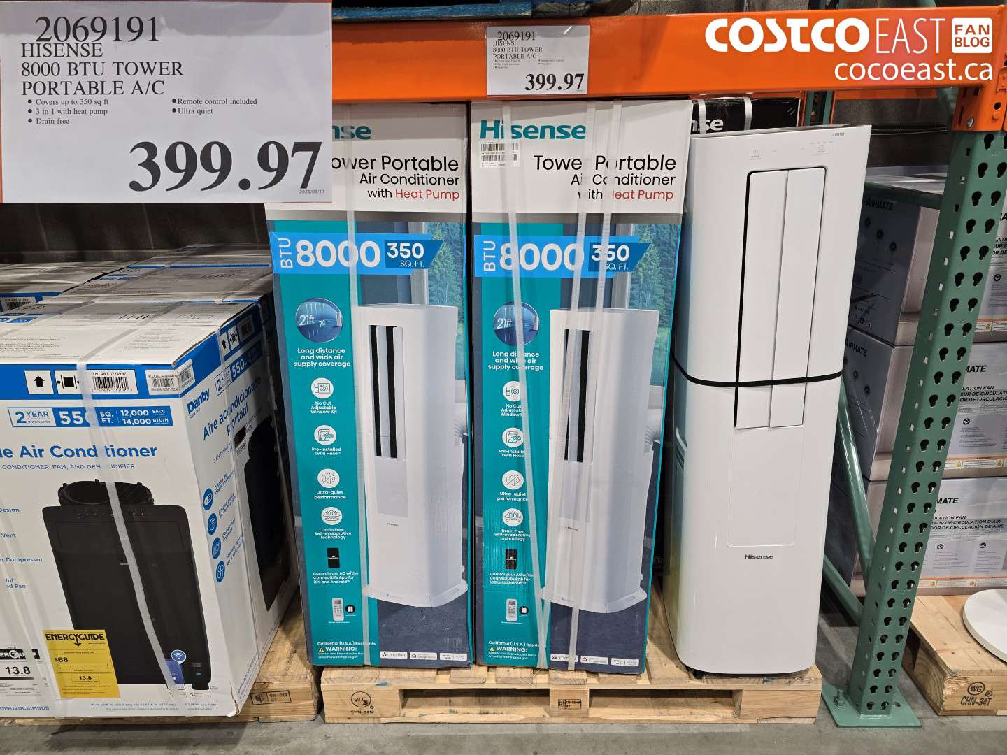 2069191 HISENSE 8000 BTU TOWER PORTABLE A/C $399.97