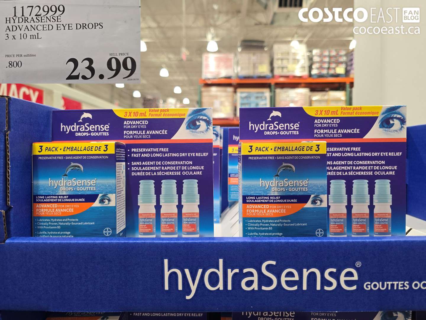 1172999 HYDRASENSE ADVANCED EYE DROPS 3 X 10 ML $23.99
