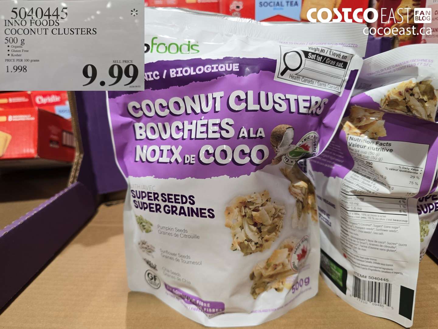 5040445 INNO FOODS COCONUT CLUSTERS 500 G $9.99