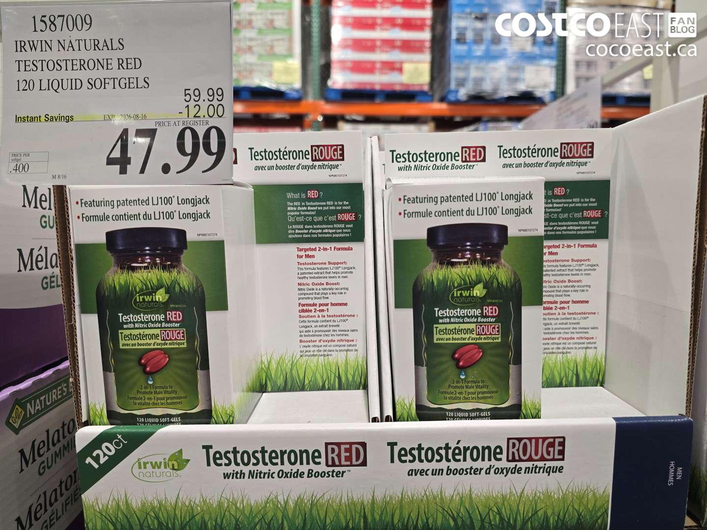 1587009 IRWIN NATURALS TESTOSTERONE RED 120 LIQUID SOFTGELS ($12.00 INSTANT SAVINGS EXPIRES ON 2026-08-16) $47.99