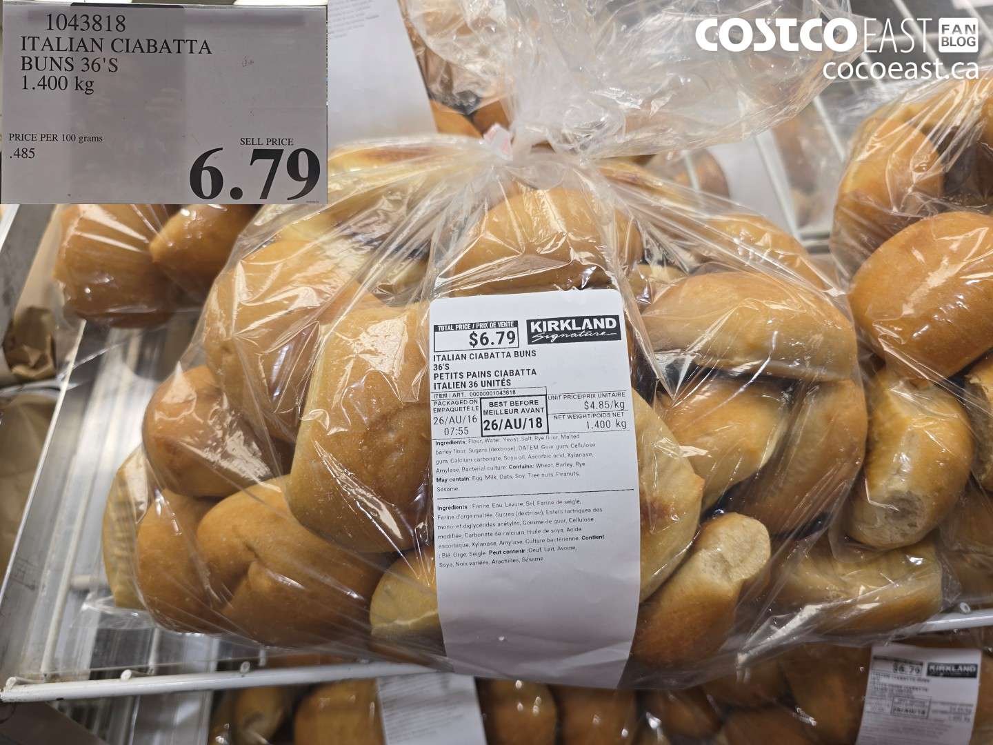 1043818 ITALIAN CIABATTA BUNS 36'S 1.400 KG $6.79