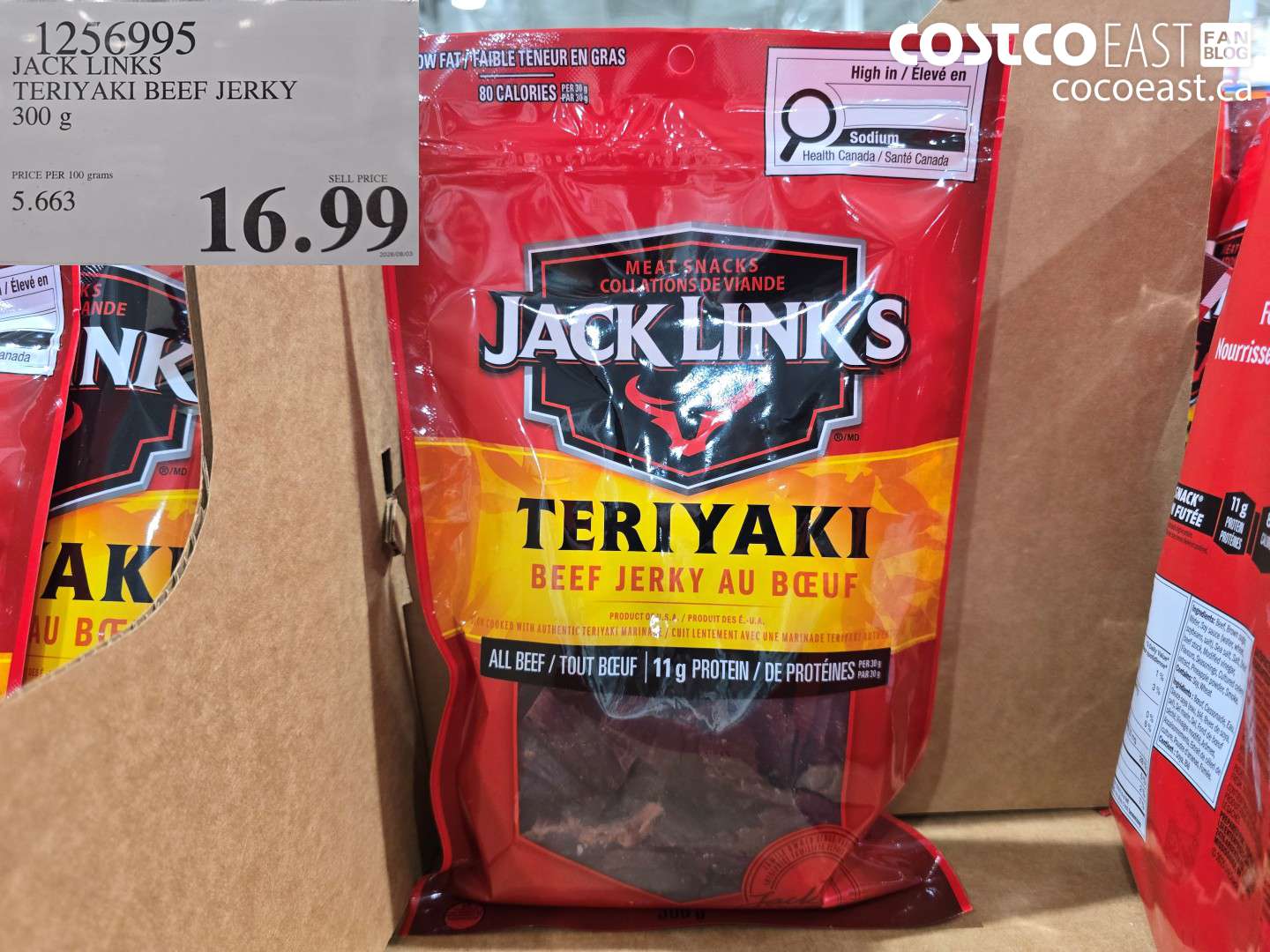 1256995 JACK LINKS TERIYAKI BEEF JERKY 300 G $16.99