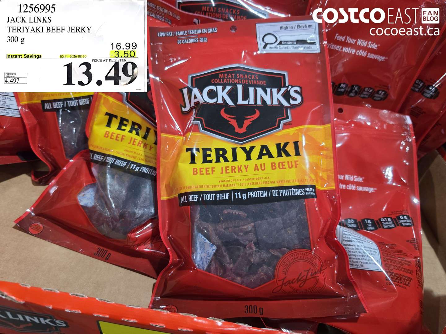 1256995 JACK LINKS TERIYAKI BEEF JERKY 300 G ($3.50 INSTANT SAVINGS EXPIRES ON 2026-08-30) $13.49