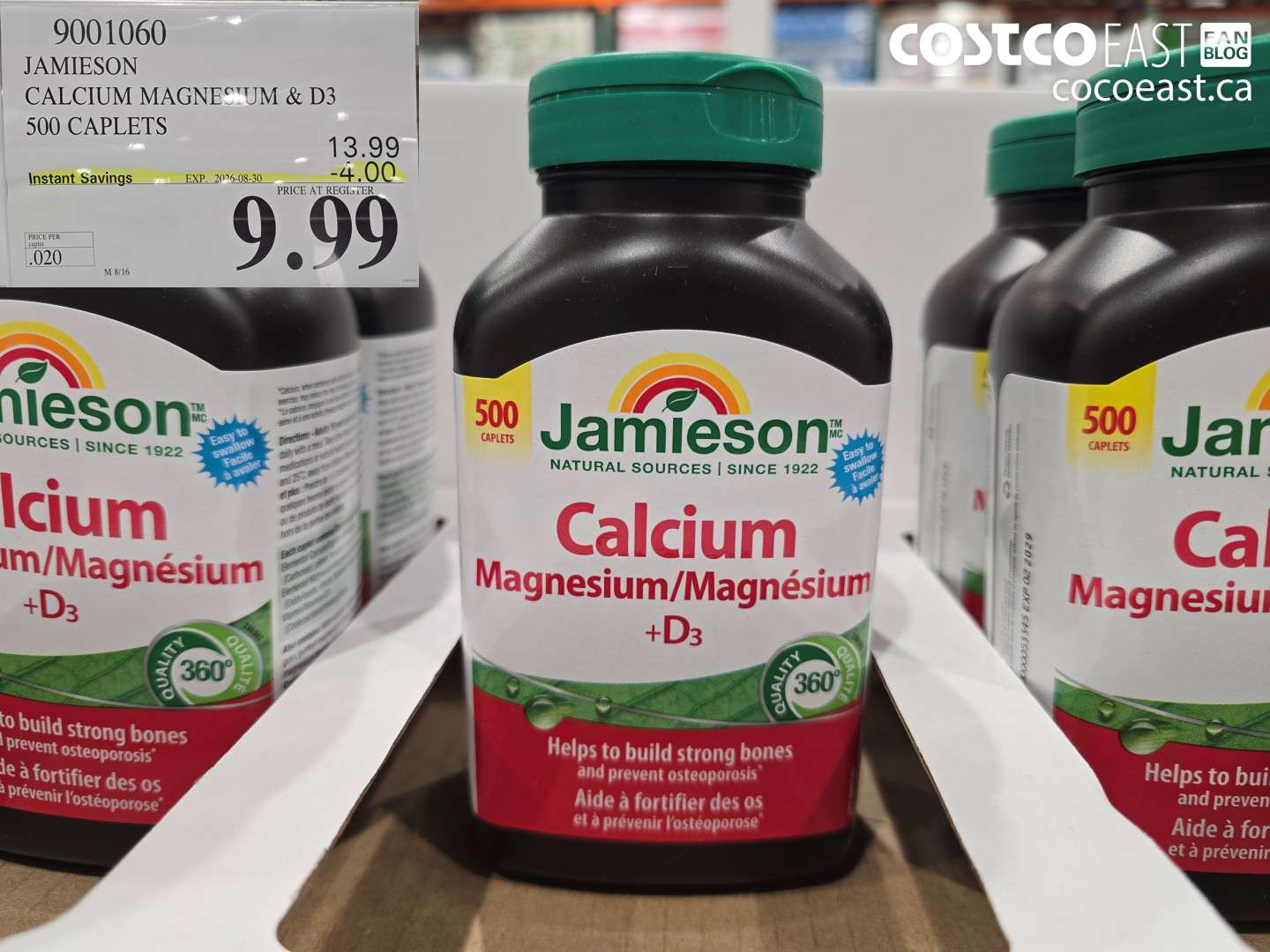 9001060 JAMIESON CALCIUM MAGNESIUM & D3 500 CAPLETS ($4.00 INSTANT SAVINGS EXPIRES ON 2026-08-30) $9.99