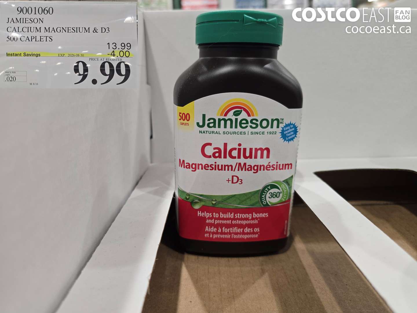 9001060 JAMIESON CALCIUM MAGNESIUM & D3 500 CAPLETS ($4.00 INSTANT SAVINGS EXPIRES ON 2026-08-30) $9.99