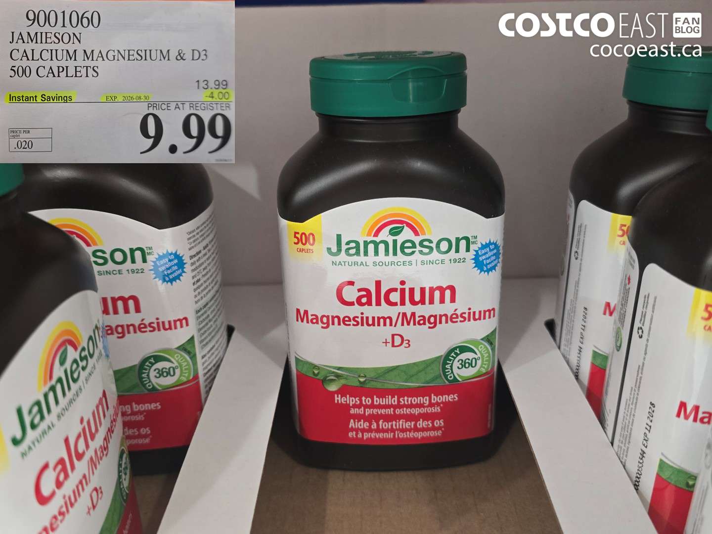 9001060 JAMIESON CALCIUM MAGNESIUM & D3 500 CAPLETS ($4.00 INSTANT SAVINGS EXPIRES ON 2026-08-30) $9.99