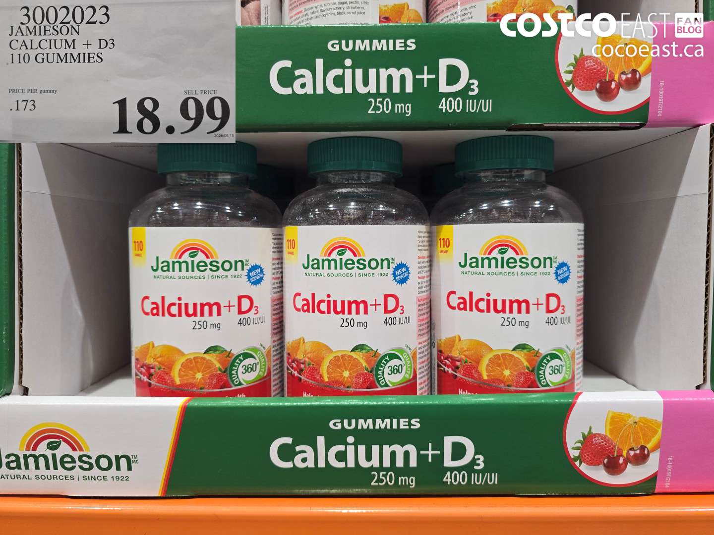 3002023 JAMIESON CALCIUM + D3 110 GUMMIES $18.99