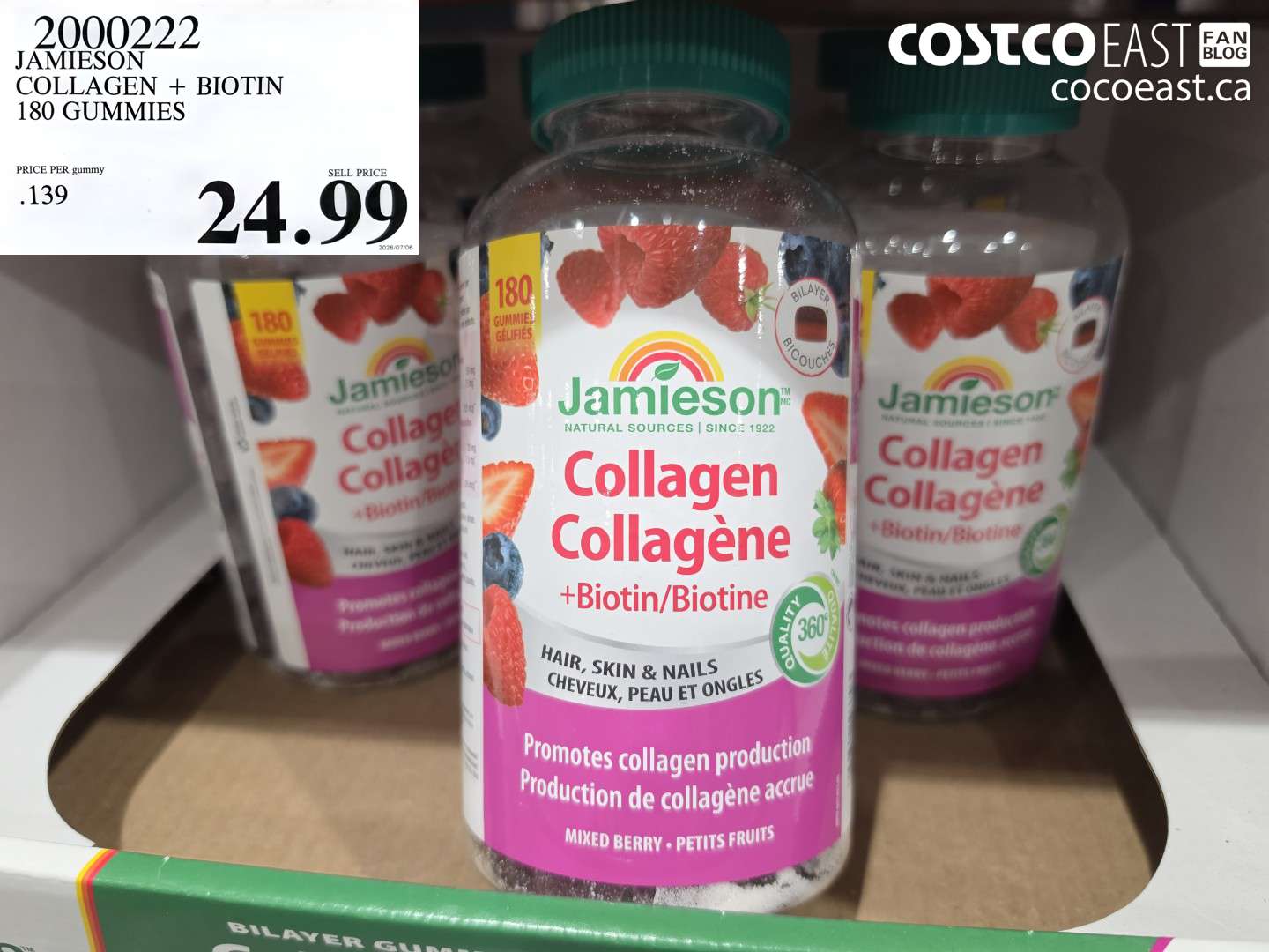 2000222 JAMIESON COLLAGEN + BIOTIN 180 GUMMIES $24.99