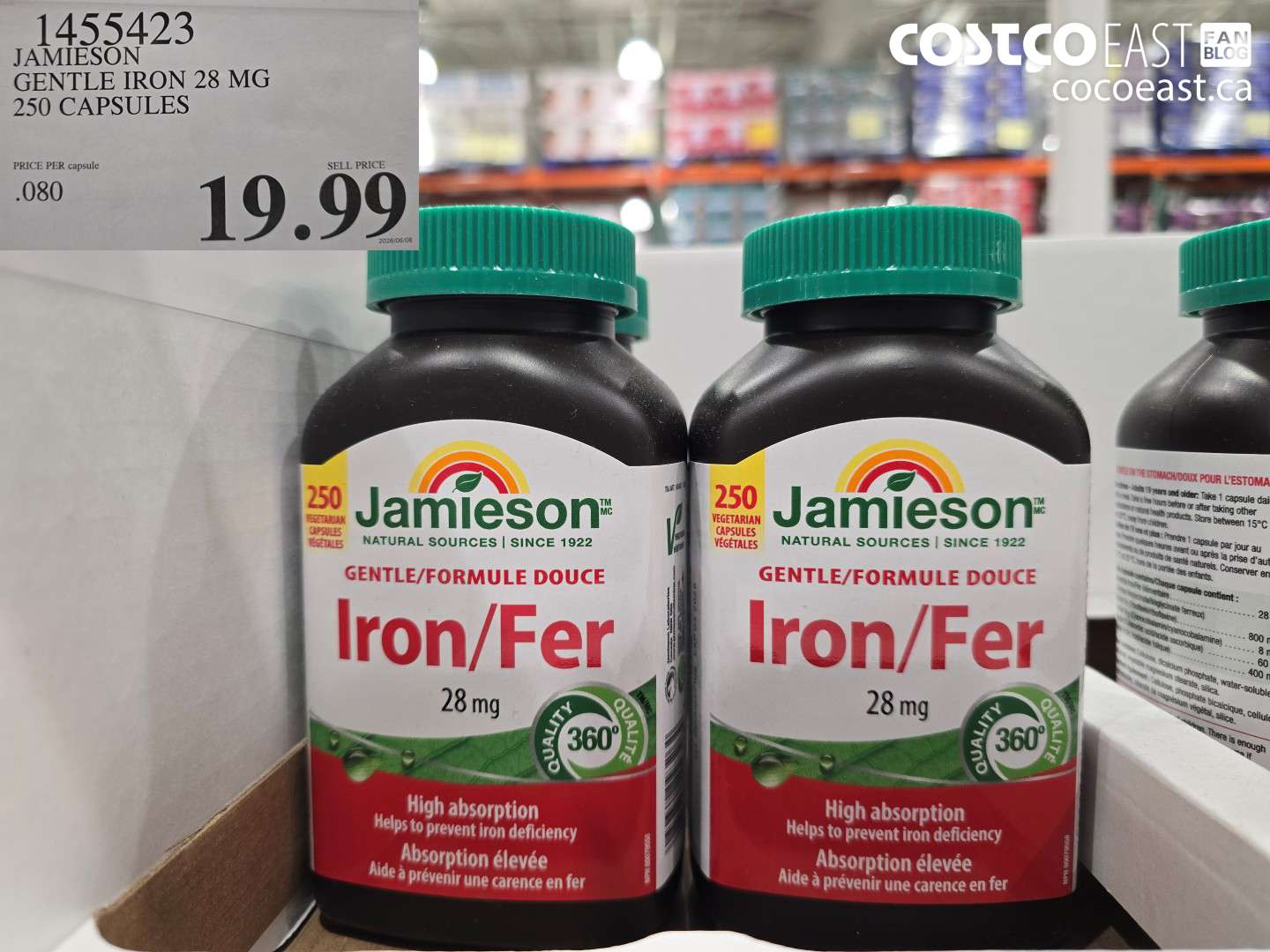 1455423 JAMIESON GENTLE IRON 28 MG 250 CAPSULES $19.99