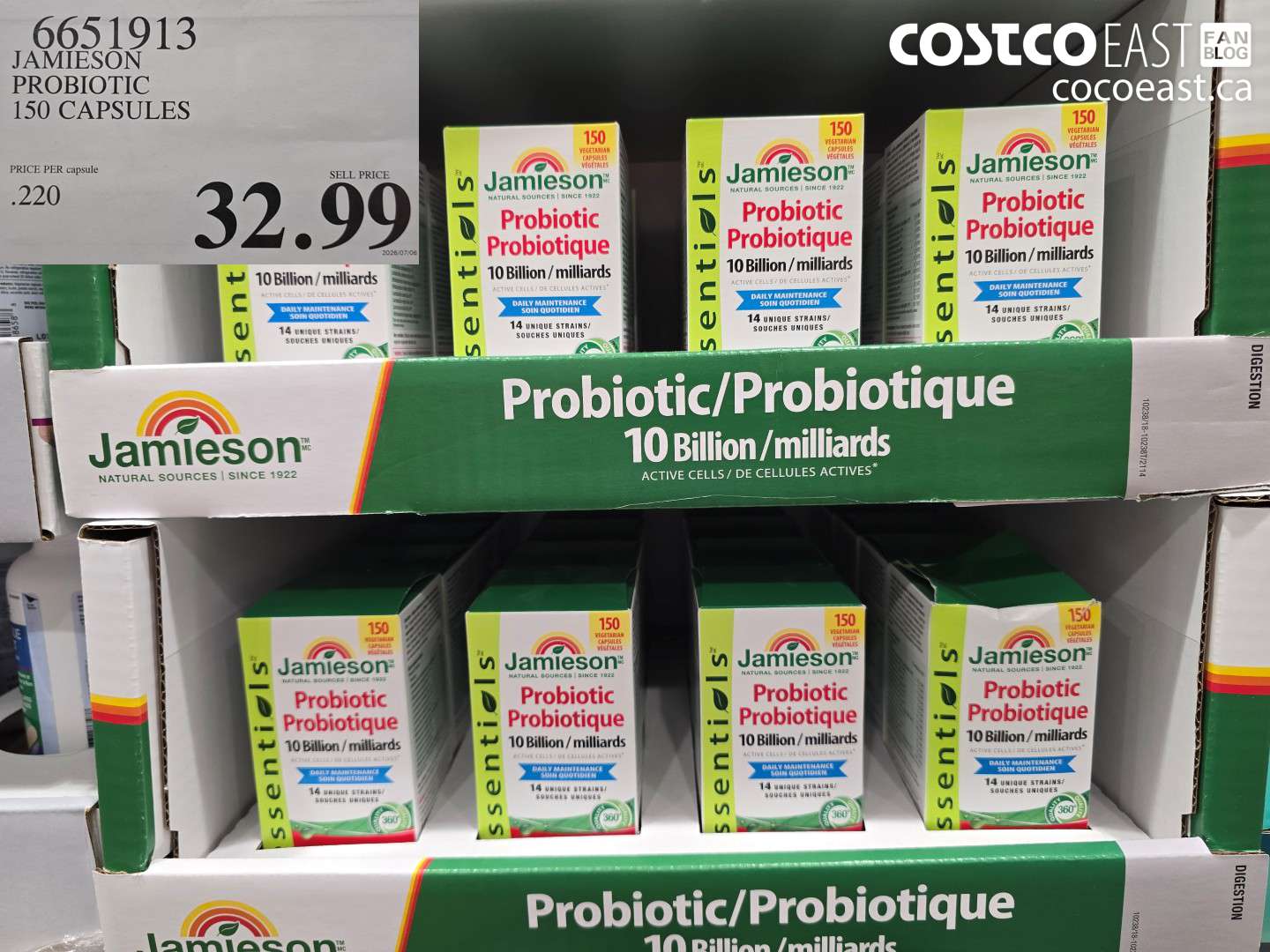 6651913 JAMIESON PROBIOTIC 150 CAPSULES $32.99