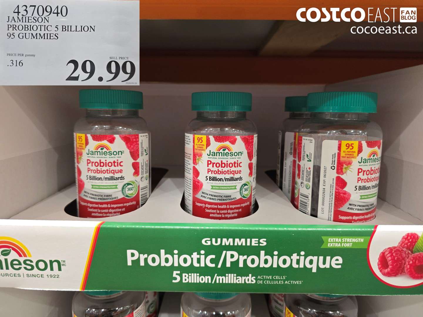 4370940 JAMIESON PROBIOTIC 5 BILLION 95 GUMMIES $29.99