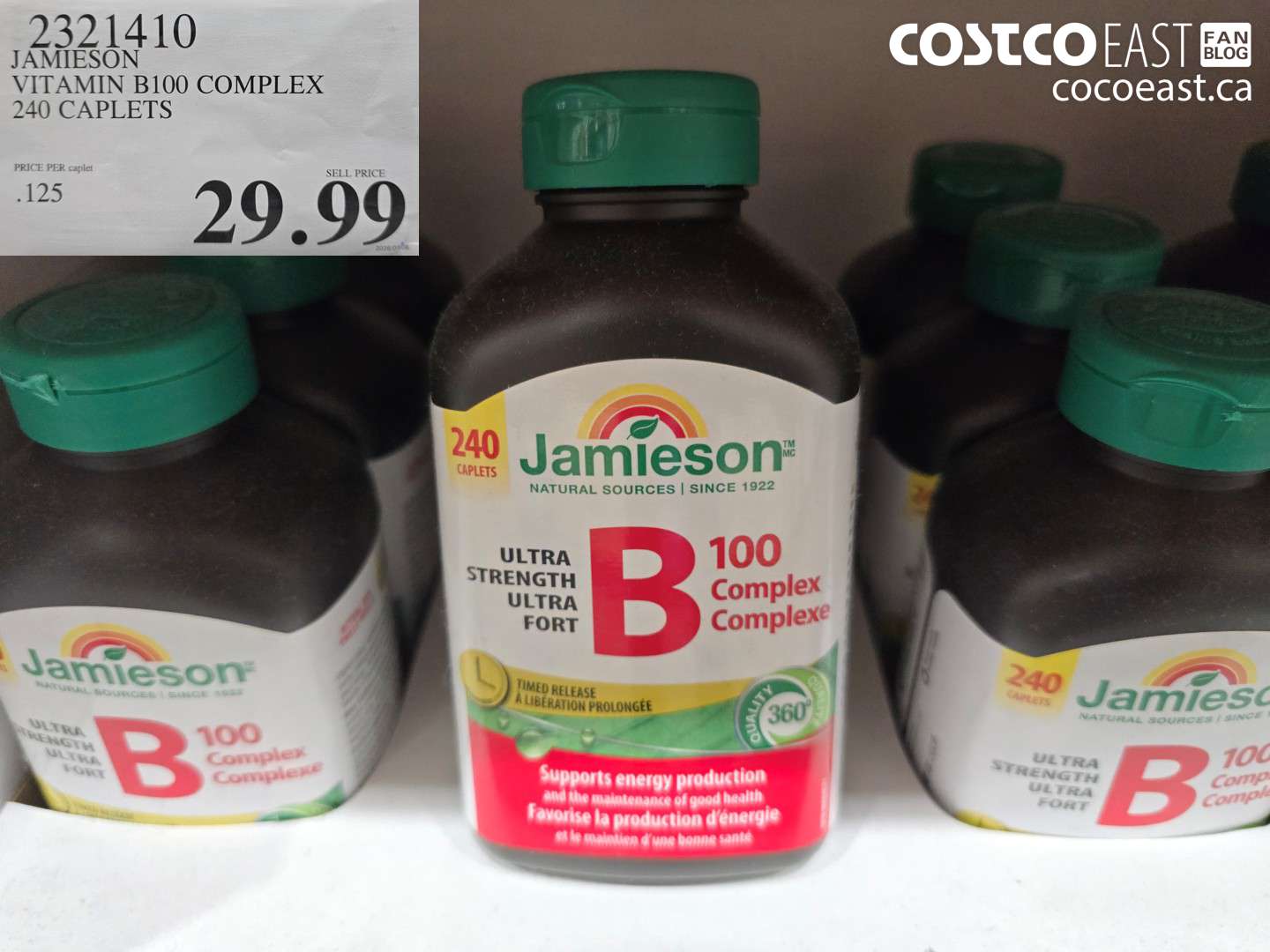 2321410 JAMIESON VITAMIN B100 COMPLEX 240 CAPLETS $29.99