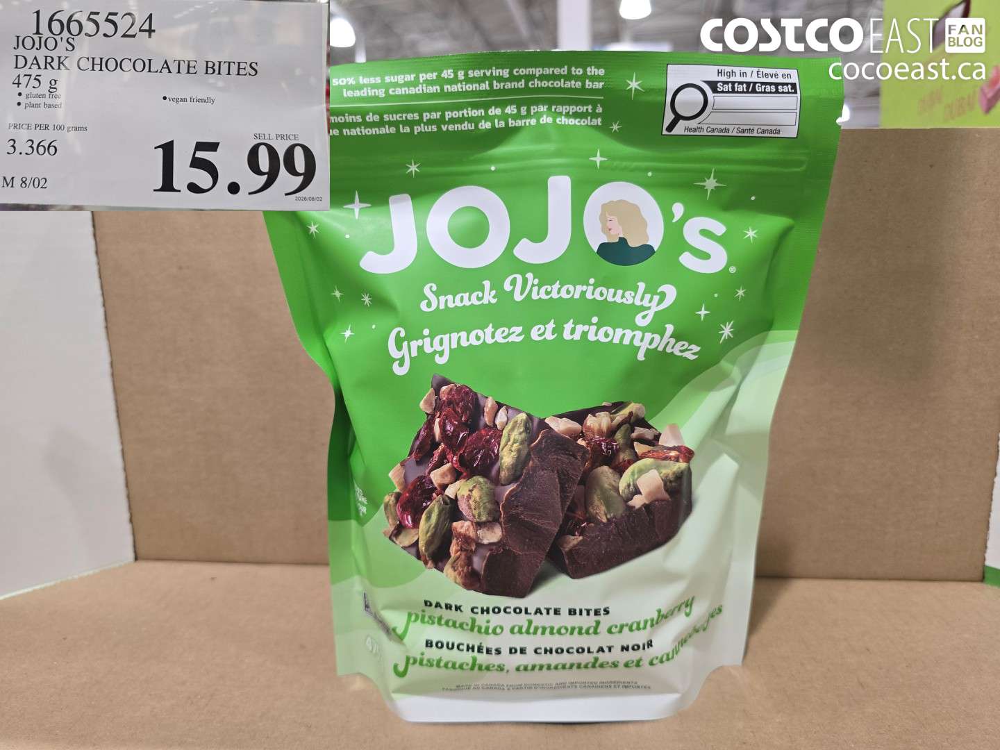 1665524 JOJO'S DARK CHOCOLATE BITES 475 G $15.99