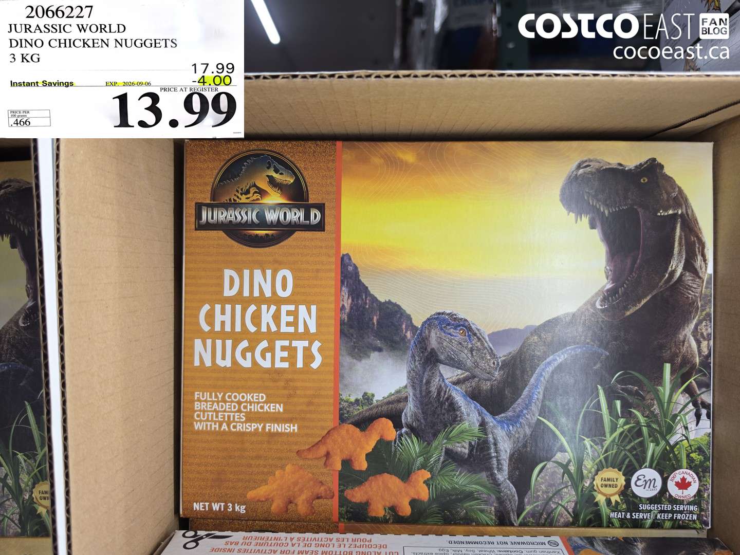 2066227 JURASSIC WORLD DINO CHICKEN NUGGETS 3 KG ($4.00 INSTANT SAVINGS EXPIRES ON 2026-09-06) $13.99