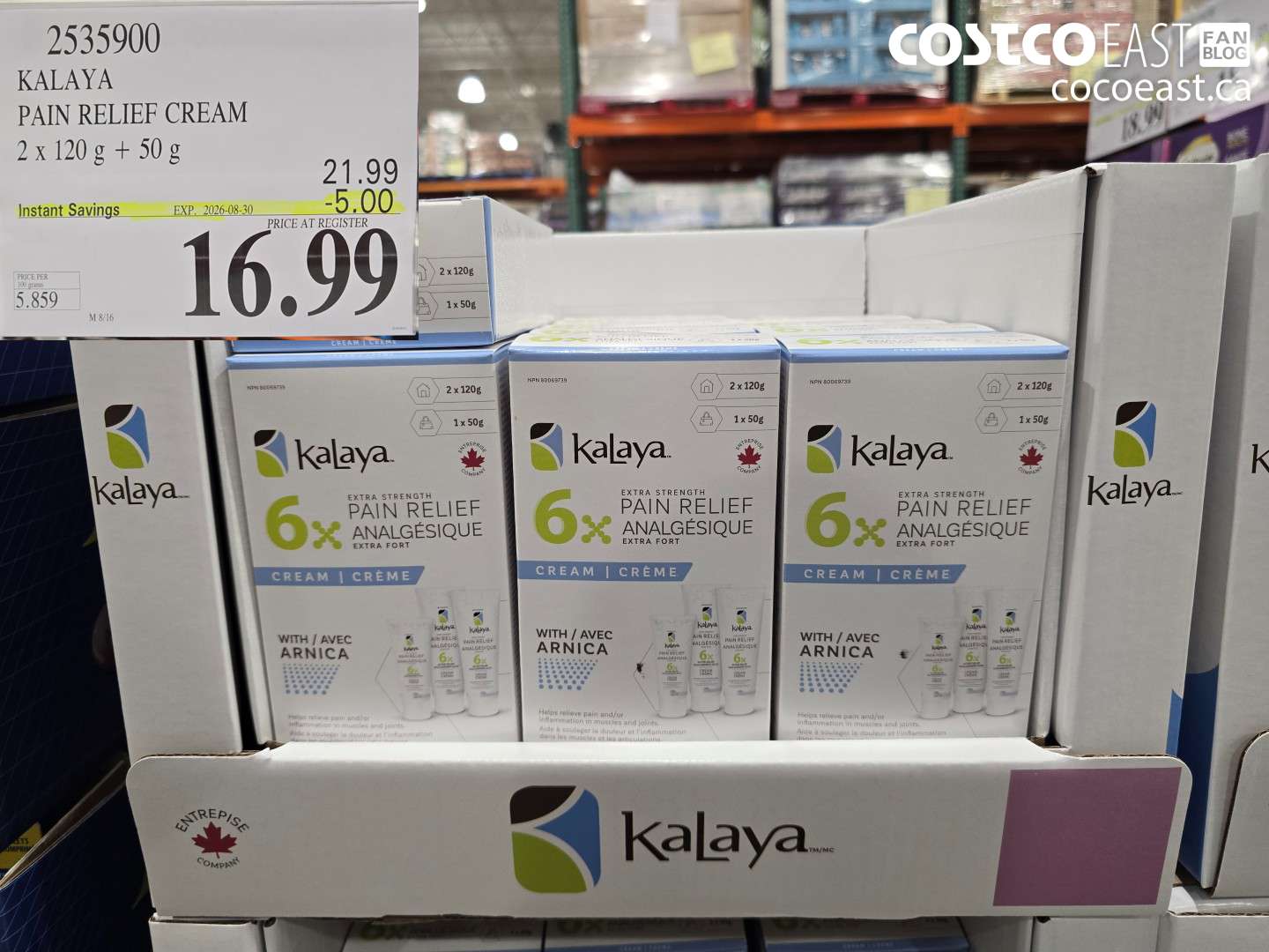 2535900 KALAYA PAIN RELIEF CREAM 2 X 120 G + 50 G ($5.00 INSTANT SAVINGS EXPIRES ON 2026-08-30) $16.99