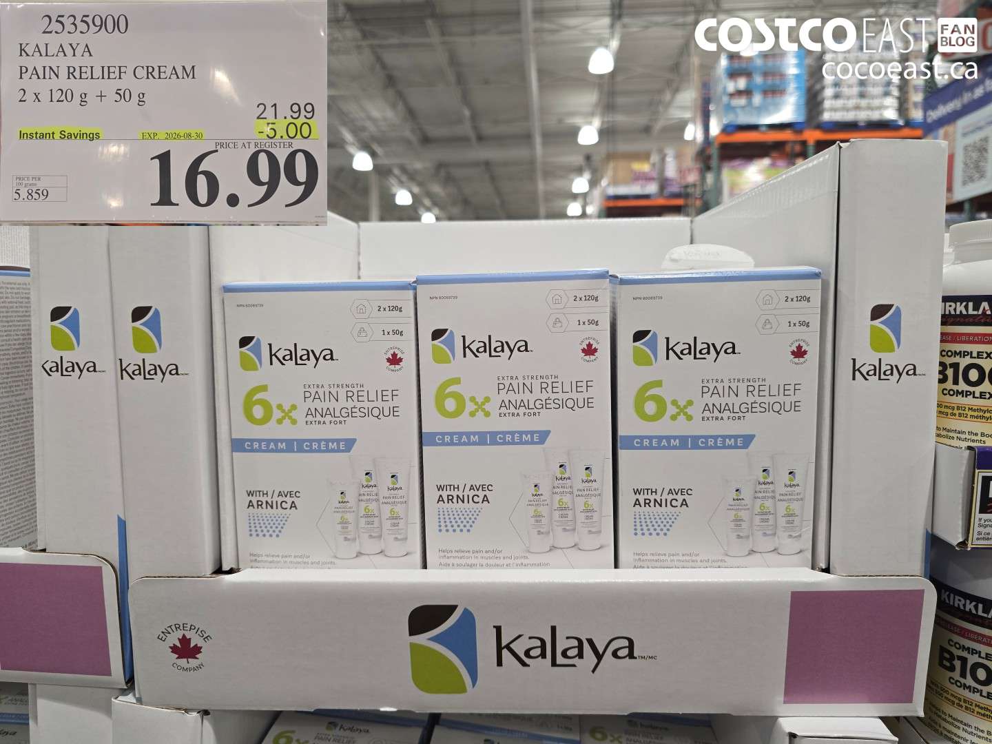2535900 KALAYA PAIN RELIEF CREAM 2 X 120 G + 50 G ($5.00 INSTANT SAVINGS EXPIRES ON 2026-08-30) $16.99