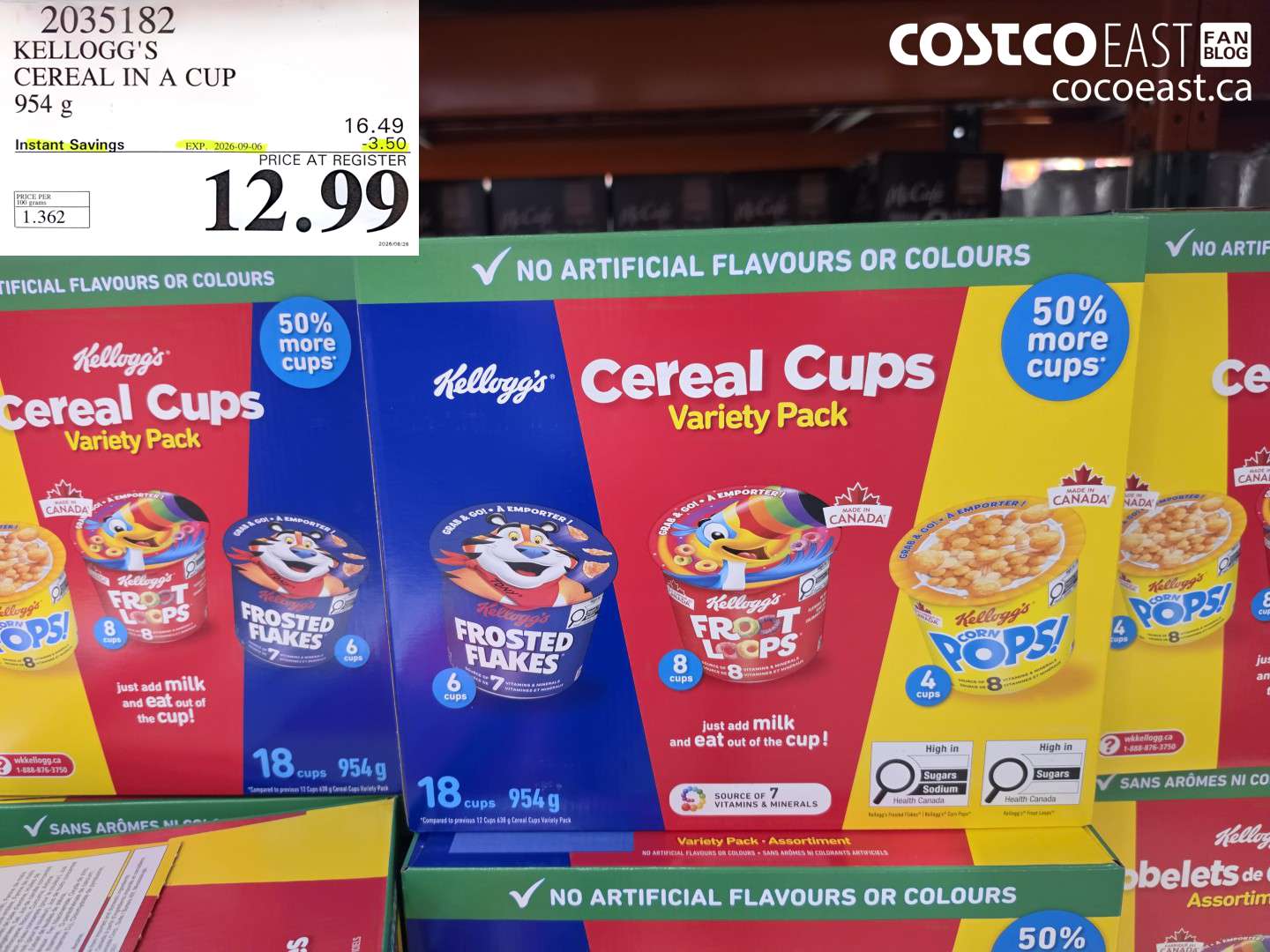 2035182 KELLOGG'S CEREAL IN A CUP 954 G ($3.50 INSTANT SAVINGS EXPIRES ON 2026-09-06) $12.99