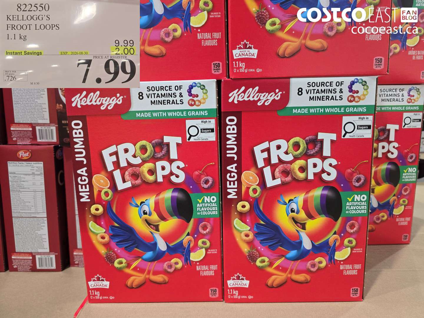 822550 KELLOGG'S FROOT LOOPS 1.1 KG ($2.00 INSTANT SAVINGS EXPIRES ON 2026-08-30) $7.99
